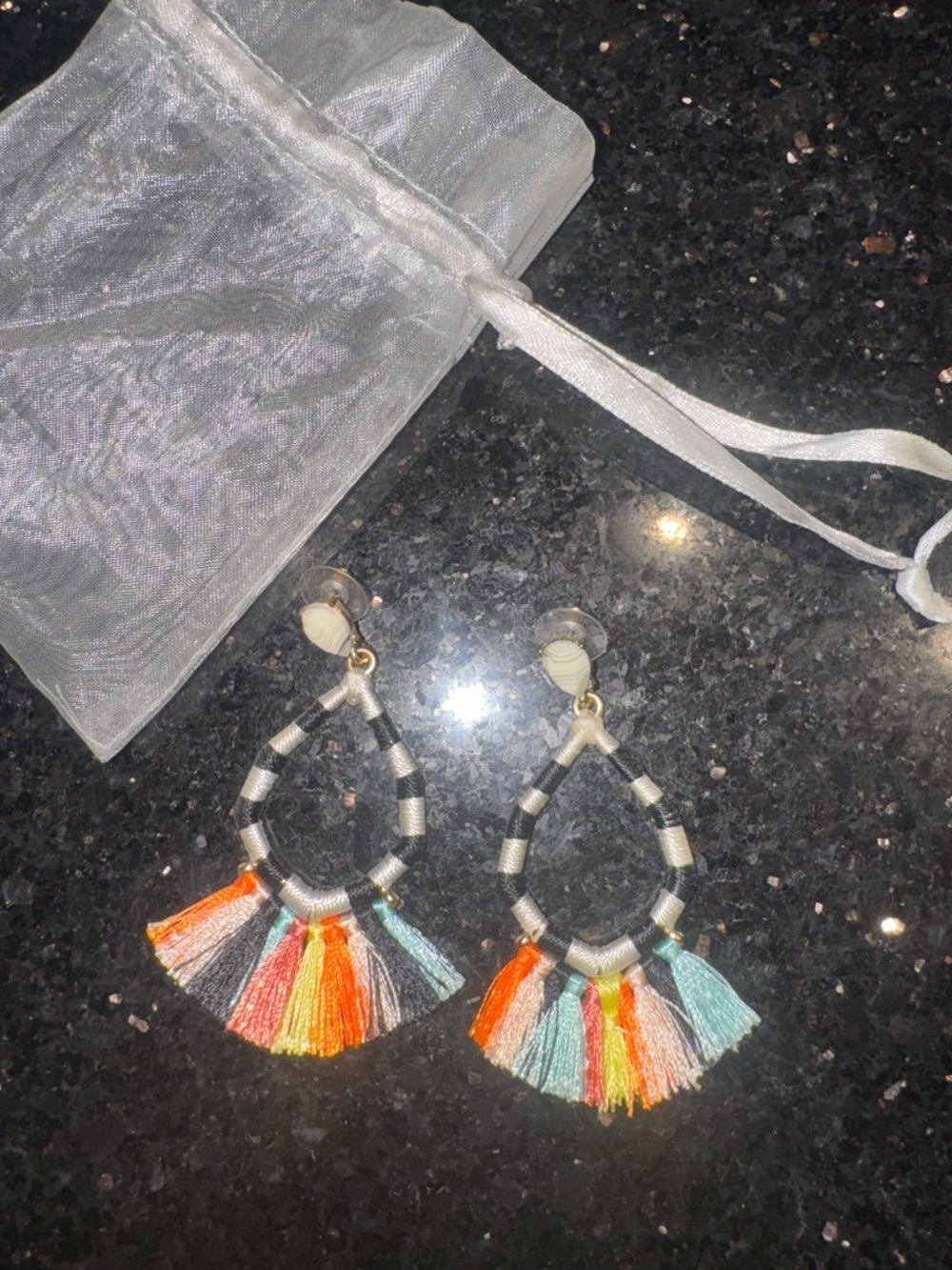 Colorful Tassel Hoop Earrings - Multi Color - Picture 2 of 2